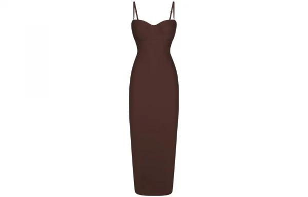 SKIMS BODY UNDERWIRE LONG DRESS Slip Dresses Women's COCOA/Cocoa